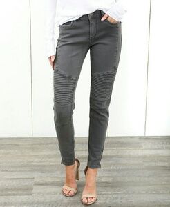 Gray Moto Stretch Pants